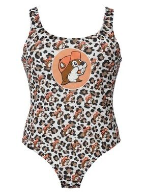 NWT BUC-EE’S Women's Orange Leopard Print One Piece Swimsuit